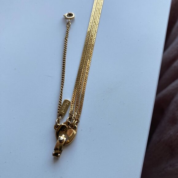 Vintage Signed Monet Gold Tone Tennis Bracelet Safety Chain 90s Costume Jewelry - Picture 5 of 16
